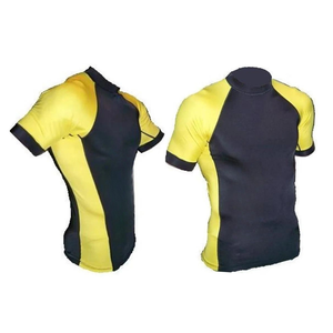 Camiseta Deportiva para Hombre, Cuello Redondo, Manga Raglán con Bloques de Color Amarillo y Negro, Ajuste Delgado, Secado Rápido, Tejido de Poliéster - Product Image 5