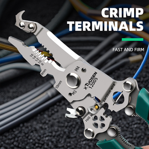 Herramienta de <span class=keywords><strong>Electricista</strong></span> 8 en 1, Pelacables de Plástico de Construcción de Acero, Cortador de Alambre de Cobre, Alicates de Prensado Métricos OEM - Product Image 3