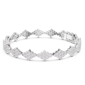 Unique Cluster Setting Lab Grown Cut Diamond Bracelet Set 18KT White <b>Gold</b> Rhodium Plated Luxury Daily Wear Wedding Engagement - Product Image 1