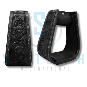 Premium Hand <b>Tooled</b> <b>Leather</b> Covered Western Horse Stirrups Genuine <b>Leather</b> Equestrian Riding Stirrups - Product Image 1