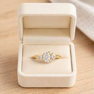 Bague de fiançailles artisanale en or massif avec diamant de laboratoire ovale brillant et rond de 1,01 ct, clarté E, VVS, bijoux fins - Product Image 4
