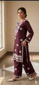 Black Cotton Embroidered <b>Kurta</b> Palazzo Set Indian Pakistani Outfit Casual Ethnic Casual and Office Wear <b>for</b> <b>Women</b> Comfy Fit - Product Image 6