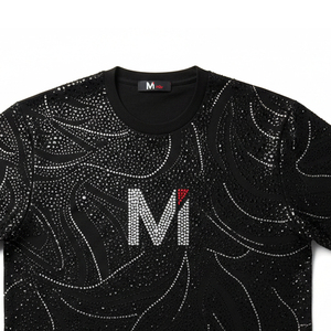 เสื้อยืดฮิปฮอปประดับเพชร สไตล์ร็อค บลิงค์ ไดมอนด์ ทรงโอเวอร์ไซส์ ไหล่ตก ผ้าหนา พิมพ์ลายวิบวับ สำหรับผู้ชาย - Product Image 3