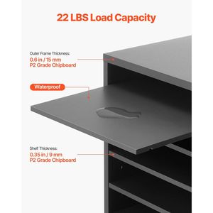 Organizzatore per Ufficio in Legno Regolabile con 5 Scomparti, Classificatore per Documenti in MDF - Product Image 3