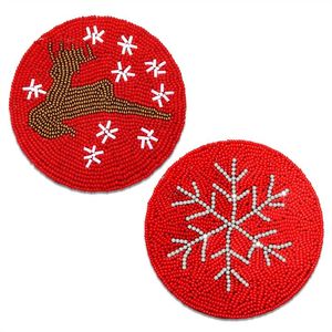 Custom Decorative Christmas Seed Beaded <b>Coaster</b> Set Handcrafted Holiday Table Trending <b>Drink</b> Mats <b>For</b> Home Party And Hotel - Product Image 6
