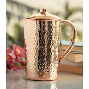 Mug en cuivre pur classique avec finition martelée à la main pour servir de la bière, des cocktails, de l'eau, du jus à la maison, dans la cuisine ou au bar - Product Image 5