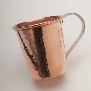 Antique Finished Hammered Moscow Mule Copper Mug With Brass Handle for <b>Beer</b> Wine Soft Drink and Vodka - Product Image 2