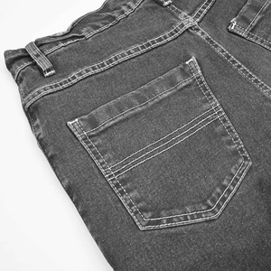 Pure Denim Light Wash Casual Solid Custom Logo Straight-leg <b>Jeans</b> <b>Men</b> with Button Wholesale - Product Image 3
