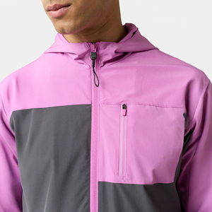 <b>Men's</b> Pink Gray Color Block Hooded Windbreaker <b>Jacket</b> Shorts Set Breathable Lightweight 100% Polyester Sporty Tracksuit <b>Summer</b> - Product Image 6