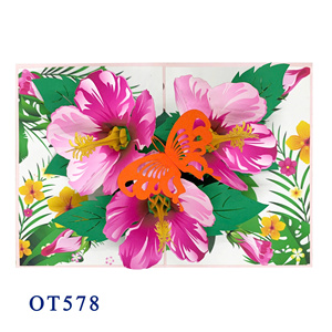 Best Price Top Trending Hibiscus Bloom 3D Pop Card Custom Design <b>Handmade</b> <b>Paper</b> Crafts Hanoi Offset Printing Mother's Day - Product Image 2