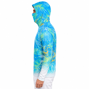 เสื้อฮู้ดดี้ตกปลาป้องกันรังสียูวี แขนยาวสั่งทำพิเศษ เสื้อเชิ้ตตกปลาแห้งเร็ว พิมพ์ลายแบบซับลิเมชั่น เสื้อผ้าตกปลากลางแจ้งสำหรับผู้ชาย - Product Image 2
