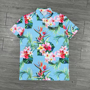 Men's Blue Short Sleeve Hawaiian <b>TShirt</b> With Palm Tree Print Regular Fit Casual Wear - Product Image 2