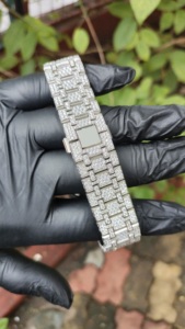 Montre automatique de luxe sportive en acier inoxydable avec bracelet entièrement serti de moissanite, trois montres hip-hop en moissanite - Product Image 4