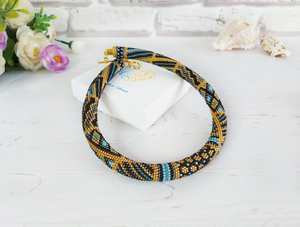 Collar de Ganchillo con Cuentas de Semillas y Diseño Geométrico Patchwork para Mujer, Estilo Gótico Bruja, Chapado en Oro Sólido de 14K y Rodio, Gargantilla de Destaque, Regalo - Product Image 4