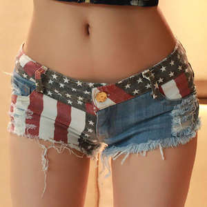 Pantalones cortos de mezclilla ajustados de talle bajo para mujer, pantalones cortos de mezclilla microelásticos y suaves para ropa de playa, ropa de club y estilo veraniego - Product Image 1