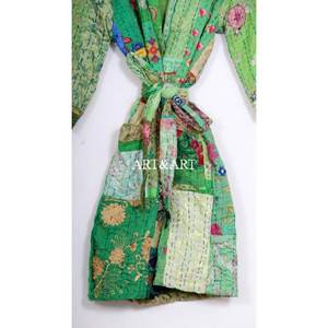 Indian Handmade Cotton Kantha Kimono <b>Women's</b> Patchwork Design Summer Beach Wear Bath <b>Robe</b> Japanese Style Gift Quick <b>Dry</b> - Product Image 6