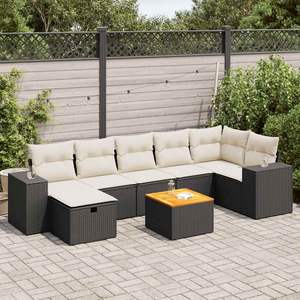 Conjunto de Sofás Modulares Grandes de Ratán PE Color Crema para Jardín, Negro y Crema, con Excelente Durabilidad para Exteriores - Product Image 1