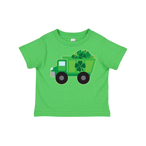 Camiseta Infantil de Manga Corta con Estampado de Trébol y Diseño de Camión de Juguete, Cuello Redondo, Estilo Casual, 100% Algodón Jersey - Product Image 3