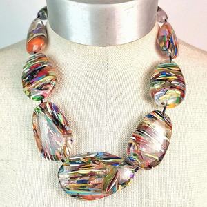 Artistic <b>Resin</b> Angel Statement Necklace Irregular Shape Multicolor Abstract Pattern Handmade Fashion Jewelry Collectible <b>Craft</b> - Product Image 2