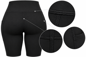 High Waist Biker Shorts Yoga <b>Leggings</b> <b>Scrunch</b> <b>Butt</b> Athletic Pants with Pocket - Product Image 3