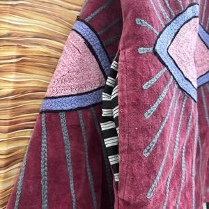 Chaqueta de terciopelo bordada con ojo turco para mujer, estilo bohemio, oversize, abrigo llamativo, prenda exterior artística vintage - Product Image 3