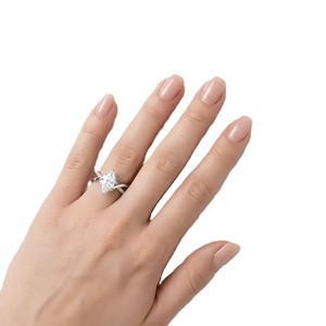 Anillo de Compromiso de Oro Sólido de 10K, 14K, 18K con Banda de Platino Trenzada, Certificado IGI, Color DEF, Claridad VS VVS, Diamantes de Laboratorio Marquise y Redondos - Product Image 6