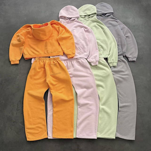 Conjunto Deportivo Holgado de Gran Tamaño, Sudadera de Felpa de Algodón de 500 g/m² y Pantalones Deportivos Holgados, Ropa Deportiva Informal de Estilo Hip Hop - Product Image 3