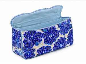 Bolso de Mano de Lujo Hecho a Mano con Cuentas Florales Azules, Bolso de Noche de Diseñador, Accesorio de Moda para Fiestas - Product Image 3