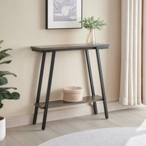 Modern Wood Console Table with Storage Shelf <b>Trestle</b> Base Living Room Entryway Furniture Minimalist Design Home Decor - Product Image 1