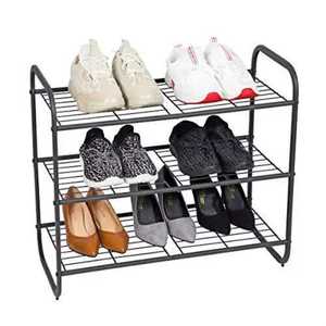 Three Tier Metal Shoe Rack Storage Organizer with Handbag <b>Shelf</b> Space Saving Shoe Stand for Entryway Bedroom Living Room - Product Image 5