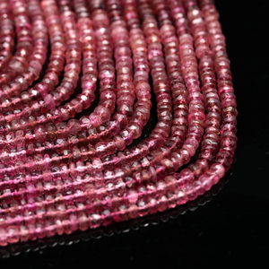 Cuentas Rondelle facetadas de turmalina Rosa Natural, cuentas de turmalina rosa de 3-3,5mm para joyería - Product Image 4