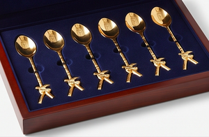 Elegant Golden Tea Spoon With <b>Bamboo</b> Handle Design Rust Resistant For Wedding Tableware <b>Sets</b> And Home Use - Product Image 6