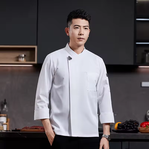 เสื้อเชฟแขนยาวสำหรับผู้ชาย ระบายอากาศได้ดี เหมาะสำหรับโรงแรม ร้านอาหาร พนักงานครัว พนักงานเสิร์ฟ ผ้าถักยืดหยุ่น พิมพ์ลายดิจิตอล โพลีเอสเตอร์ - Product Image 1