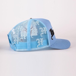 Casquette Trucker en Maille Noire avec Logo Brodé Violet Style Urbain Réglable Unisexe 6 Panneaux pour Tenue Décontractée - Product Image 6