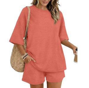 Women's Black 2-Piece <b>Knitted</b> <b>Set</b> O-Neck Loose Top With Pocket Shorts Casual Breathable Spring Summer Wear - Product Image 2