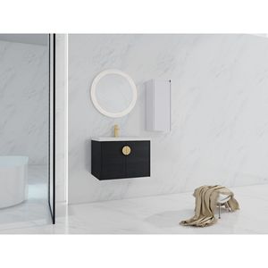 Mobile bagno sospeso da 28 pollici con lavabo in ceramica e ante a chiusura ammortizzata 00112WH 06328BCT (combinazione mobiletto) (KD) - Product Image 3