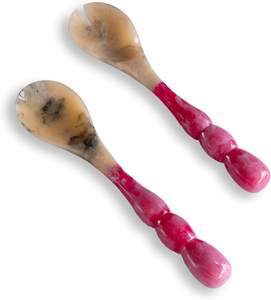 Utensilios para Servir Ensaladas Rio Bubble de RESINA (Rojo) – Hechos a Mano, Elegantes, Ligeros y Artísticos - Product Image 1