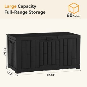 60 Gallon <b>Lockable</b> Resin Deck <b>Box</b> UV Resistant Waterproof Outdoor <b>Storage</b> Bin for Patio Cushions Portable 1 Pack - Product Image 2