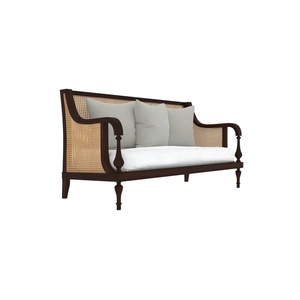 Sofa Made Of Solid Mahogany Wood High Quality With Woven Rattan and Walnut Finishing For Indoor Use. - Product Image 1