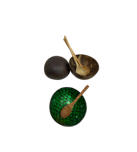 Bols en coquille de noix de coco de style vintage faits à la main du Vietnam Bol à smoothie et à salade Ustensiles de cuisine et vaisselle Meubles - Product Image 4