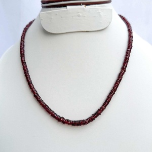Aaa Chất Lượng Tự Nhiên Màu Đỏ Garnet Mịn Heishi Lốp Bán Buôn Loose Đá Quý Hạt Vòng Cổ 925 Sterling Bạc Vòng Cổ Cho Phụ Nữ - Product Image 1