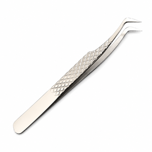 Pince à épiler de haute qualité pour extensions de cils volume russe en L, marque privée personnalisée, en acier inoxydable à faible tension - Product Image 1
