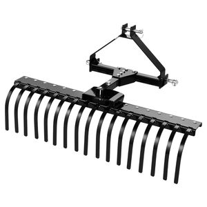 Rastrello Paesaggistico da 50 Pollici con 17 Denti in Acciaio, Attacco a 3 Punti, Testa Regolabile in Angolazione, Livellatore per Terreno per Trattori Categoria 1 - Product Image 1