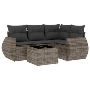 Ensemble de canapé de jardin en rotin gris modulaire avec rangement, mobilier d'extérieur, 5 places, design contemporain - Product Image 4