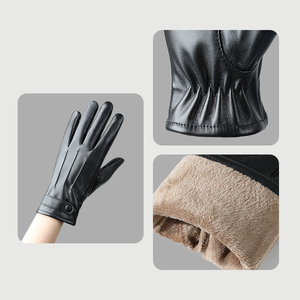 ถุงมือหนังสีดำแบบเรียบง่ายสำหรับสวมใส่ลำลองในฤดูหนาว - Product Image 3