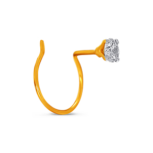GLEAMORA ENTERPRISE Flower Shape Round Brilliant Cut Lab Grown Diamond <b>Nose</b> Pin 18K <b>Gold</b> Plated Luxury <b>Stud</b> Women's Everyday - Product Image 2
