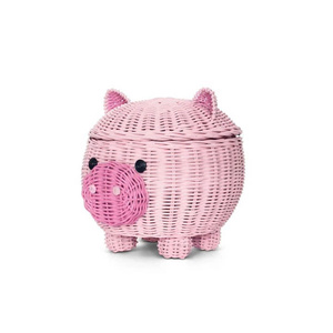 Cesta de Almacenamiento Tejida a Mano con Forma de Cerdo Rosa, con Tapa, para Hogar, Hotel, Guardería, Sala de Juegos Infantil, Decoración de Habitaciones, Venta al Por Mayor - Product Image 2