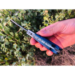 Cuchillo de Bolsillo Multifuncional Burraq OEM, Hecho a Mano, de Acero de Damasco, 8 Pulgadas, con Funda de Cuero, Regalo de Aniversario para Padrinos de Boda - Product Image 4