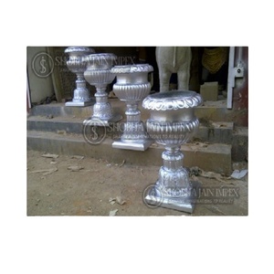 Silver Modern Elegant Fiber Glass <b>Flower</b> Pot for <b>Artificial</b> <b>Flowers</b> Lightweight Durable Indoor/Outdoor Garden Wedding Decoration - Product Image 1