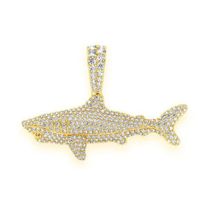 10K Solid <b>Gold</b> Hip Hop Style Shark Cartoon Iced VVS Moissanite Fine Jewelry Pendants Diamond <b>Tester</b> Necklace with Custom Charms - Product Image 1